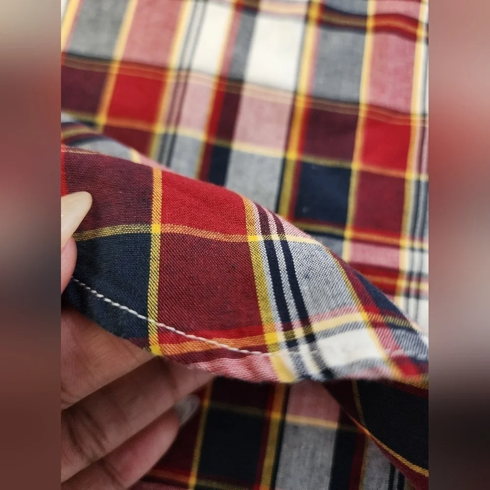 J. Crew Men's Red Plaid Long Sleeve Shirt Button Front Pocket, sz SM